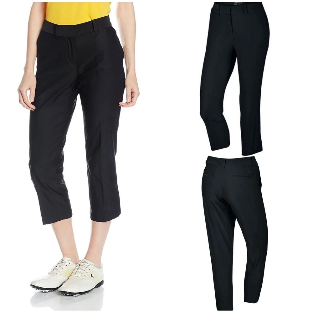 Nike Golf Dri-FIT Black Cropped Pants Womens Size 12 Stretch‎ Athleisure 725712